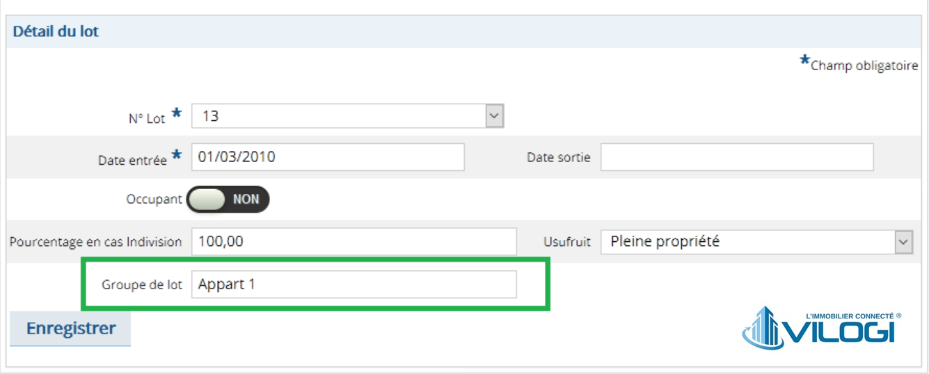 Affectation du lot dans un groupe de lot Tutoriel logiciel immobilier pour syndics et administrateurs de biens